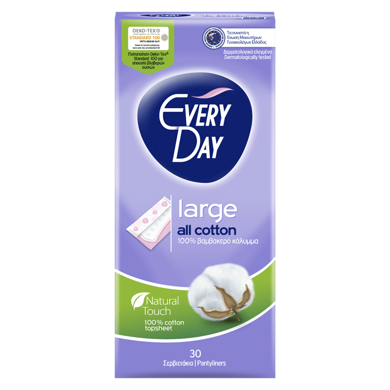 Everyday All Cotton Large 30 Pantyliners